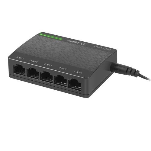 Switch Lanberg 41567, cu 5 porturi Fast Ethernet RJ-45 10/100 Mbps, 5V, racire pasiva, negru