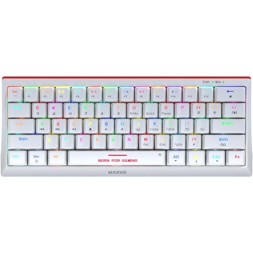 Tastatura Gaming Mecanica Marvo KG962G RGB White Red Switch, USB, iluminare RGB (Alb)