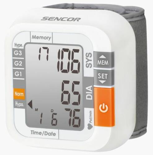 Tensiometru Sencor SBD 1470, memorie 60 masuratori, avertizare aritmie cardiaca (Alb/Portocaliu)