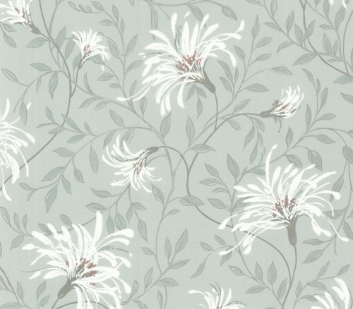 Tapet Fairhaven, Duck Egg Blue Luxury Floral, 1838 Wallcoverings, 5.3mp / rola 
