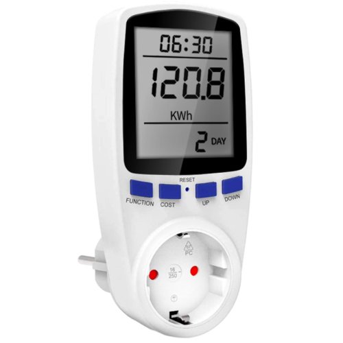 Adaptor priza cu monitorizare energie electrica, NYTRO PM01, 16A, LCD, 7 Functii, Protectie Suprasarcina, EU