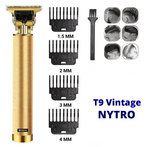Nytro - Aparat de tuns t9 vintage, fara fir, pentru par si barba, 5w, reincarcabil prin usb, gold
