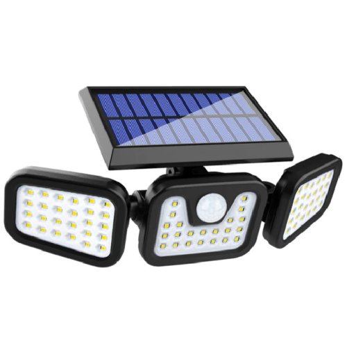 Lampa solara FL/SL-3, 100 LED, Senzor lumina si Miscare, Panou solar cu rotire 360 grade, IP65