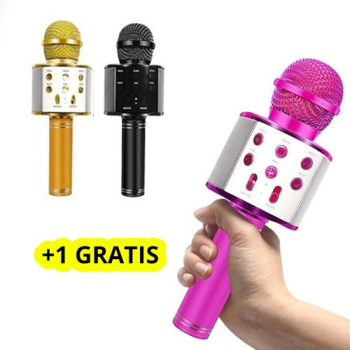 Microfon Karaoke Copii, Bluetooth, Functie Ecou, Difuzor Sunet Tare + 1 GRATIS