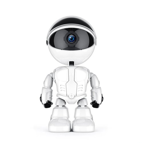 Tenq.ro - Camera de supraveghere smart, robot, cu functie baby monitor, si cu rotire 360 grade, full hd 1080p, wireless audio video, ip, night vision, detectarea miscarilor, two-way audio, alb