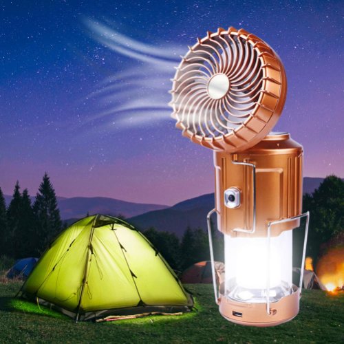 Tenq.ro - Lampa de camping 2n1, ventilator, incarcare usb , 13x10x21 cm,