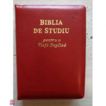 Biblia de studiu pentru o viata deplina. Coperta din piele rosie, fermoar si index, LPI174