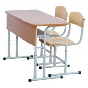 Mobilier scolar dublu cu inaltime reglabil. Set compus din 1 banca si 2 scaune (reglabile pe inaltime) DLFKR