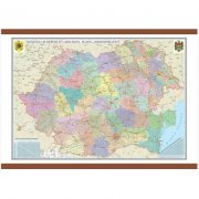 Romania si Republica Moldova. Harta administrativa 160 x 120 cm sipci din MDF (DLFGHRA160)