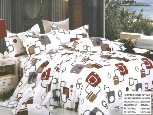 Lenjerie de pat din bumbac satinat SUPERIOR Super Elegant Pucioasa cu 6 piese Gabriela