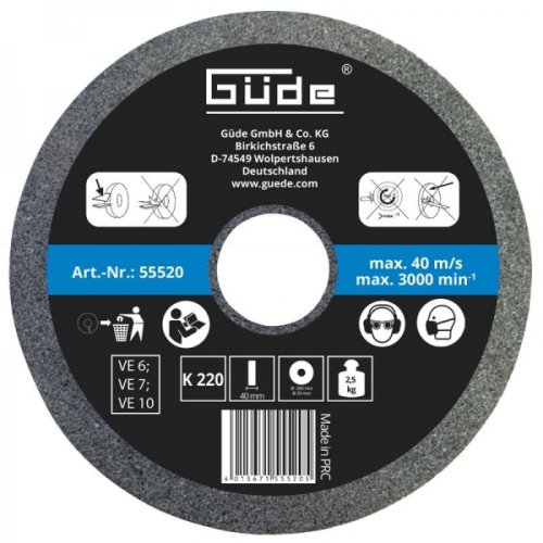 GÜde - Disc abraziv pentru polizor de banc guede 55520, o200x40x20 mm, granulatie k220
