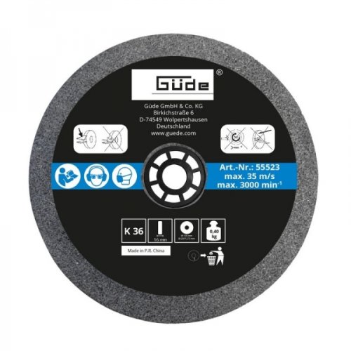 GÜde - Disc abraziv pentru polizor de banc guede 55523, o125x16x20 mm, granulatie k36