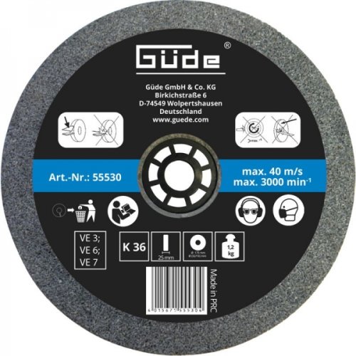 GÜde - Disc abraziv pentru polizor de banc guede 55530, o175x25x32 mm, granulatie k36