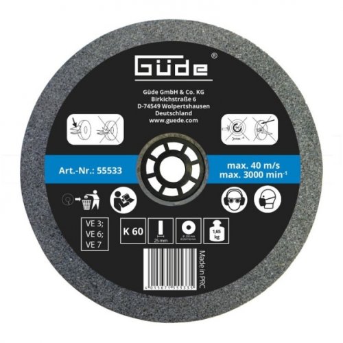 GÜde - Disc abraziv pentru polizor de banc guede 55533, o200x25x32 mm, granulatie k60