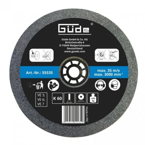 Disc abraziv pentru polizor de banc Guede 55535, O150x20x32 mm, granulatie K60
