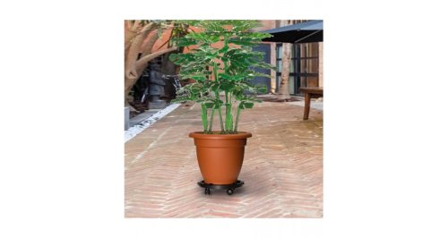 Carucior pentru plante cu roti, diametru 30 cm, negru, 170 kg