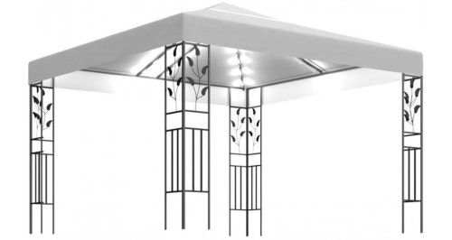 Pavilion cu siruri de lumini LED, alb, 3x3m