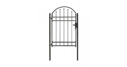 Poarta de gard cu arcada, negru, 100 x 150 cm, otel 