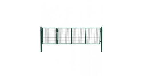 Alti Producatori - Poarta gard de gradina cu stalpi, verde, 350 x 100 cm, otel
