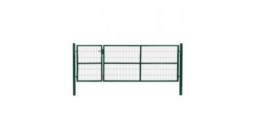 Alti Producatori - Poarta gard de gradina cu stalpi, verde, 350 x 120 cm, otel