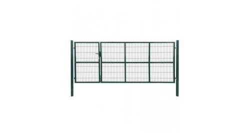 Alti Producatori - Poarta gard de gradina cu stalpi, verde, 350 x 140 cm, otel