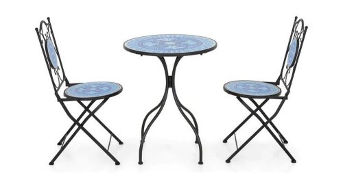 Alti Producatori - Set 2 scaune florals pliabile si masuta,albastru