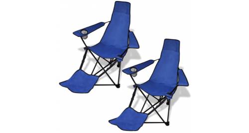 Alti Producatori - Set de 2 scaune pliabile camping cu suport pentru picioare, albastru
