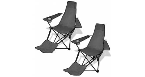 Alti Producatori - Set de 2 scaune pliabile pentru camping cu suport pentru picioare, gri