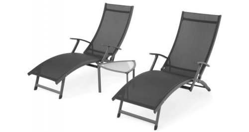 Alti Producatori - Set mobilier callie terasa/gradina, 2 sezlonguri si masuta,negru