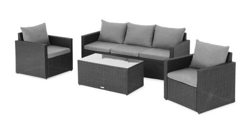 Alti Producatori - Set mobilier gradina poliratan cu 2 fotolii, canapea si masuta gri marti
