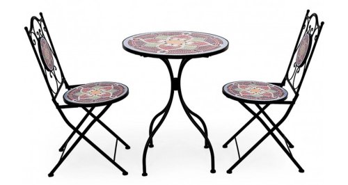 Alti Producatori - Set mobilier terasa bistro mozaic florals cu 2 scaune si masuta, mov