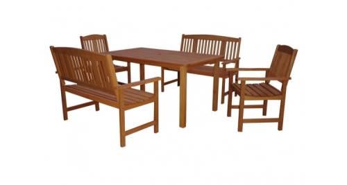 Hecht - Weekend set masa cu 2 scaune si 2 banci lemn masiv