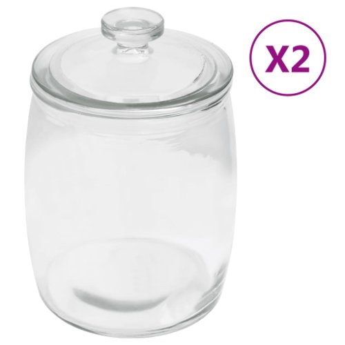 vidaXL Borcane de depozitare din sticlă, capac, 2 buc., 3850 ml