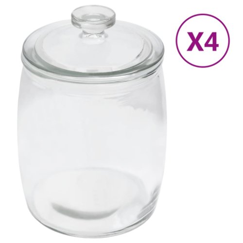 vidaXL Borcane de depozitare din sticlă, capac, 4 buc., 2000 ml