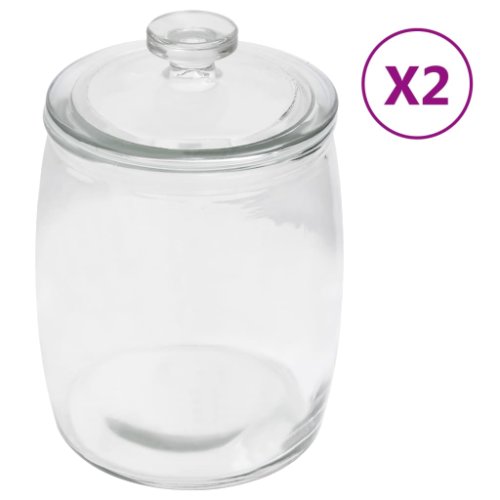 vidaXL Borcane din sticlă depozitare, capac, 2 buc., 2000 ml