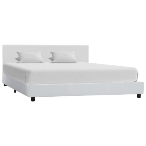 Vidaxl cadru de pat, alb, 120x200 cm, piele ecologică