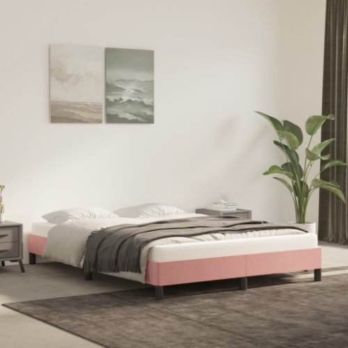 vidaXL Cadru de pat, roz, 140x190 cm, catifea