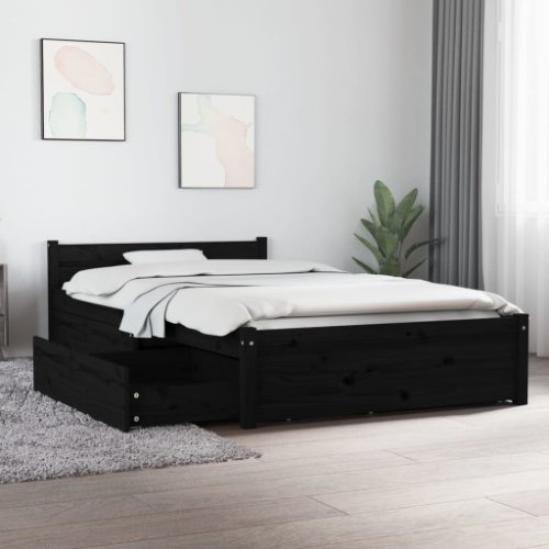 vidaXL Cadru pat cu sertare, negru, 100x200 cm
