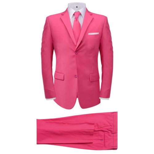 vidaXL Costum bărbătesc cu cravată, mărime 50, roz, 2 piese
