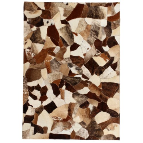 vidaXL Covor piele naturală, mozaic, 160x230 cm Maro/alb 