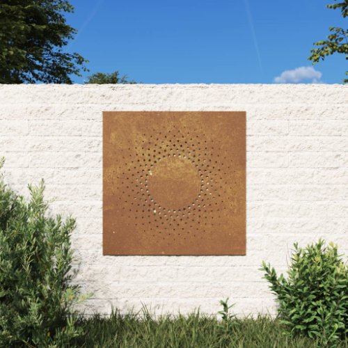 vidaXL Decor perete de grădină 55x55 cm design soare oțel Corten