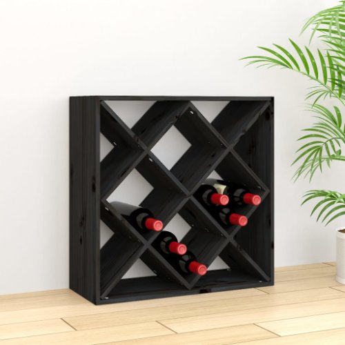 vidaXL Dulap de vinuri, negru, 62x25x62 cm, lemn masiv de pin