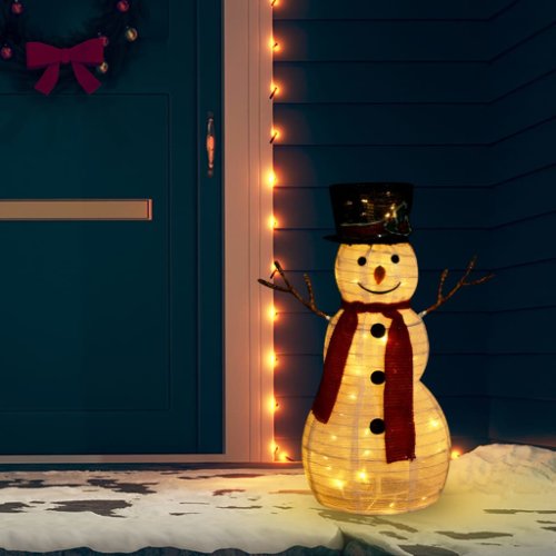 vidaXL Figurină decorativă Crăciun om de zăpadă LED 60 cm țesătură lux