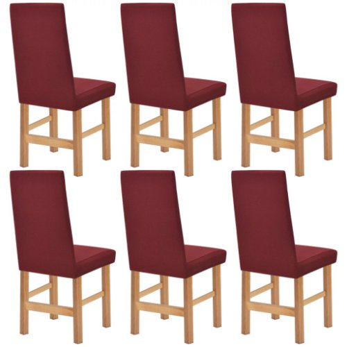 vidaXL Husă elastică pentru scaun, burgundy striat, 6 buc.