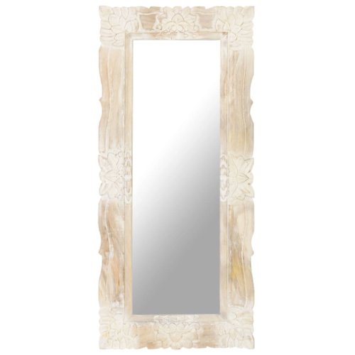 Vidaxl oglindă 110x50 cm, alb, lemn masiv de mango