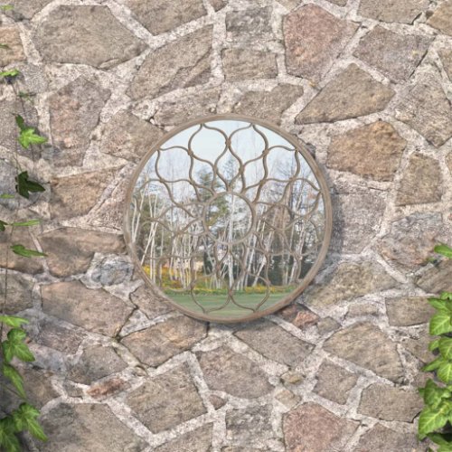 vidaXL Oglindă de grădină rotundă, nisipiu, 40x3 cm, fier, uz exterior