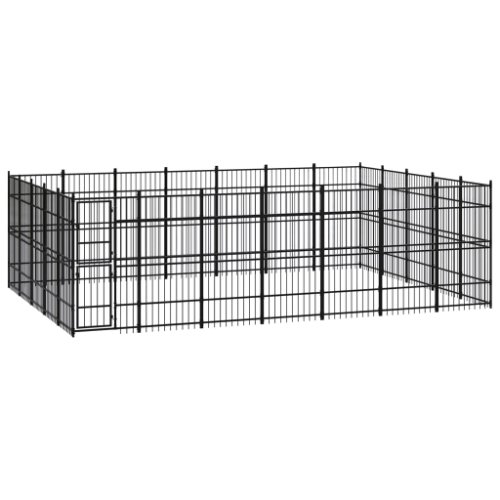 vidaXL Padoc pentru câini de exterior, 32,26 m², oțel