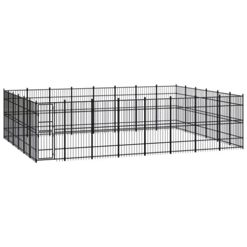vidaXL Padoc pentru câini de exterior, 44,24 m², oțel