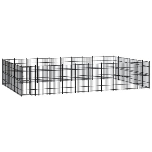 vidaXL Padoc pentru câini de exterior, 55,3 m², oțel