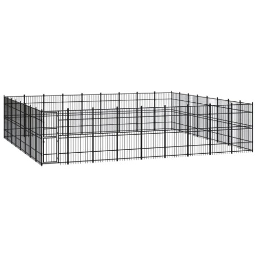 vidaXL Padoc pentru câini de exterior, 66,36 m², oțel
